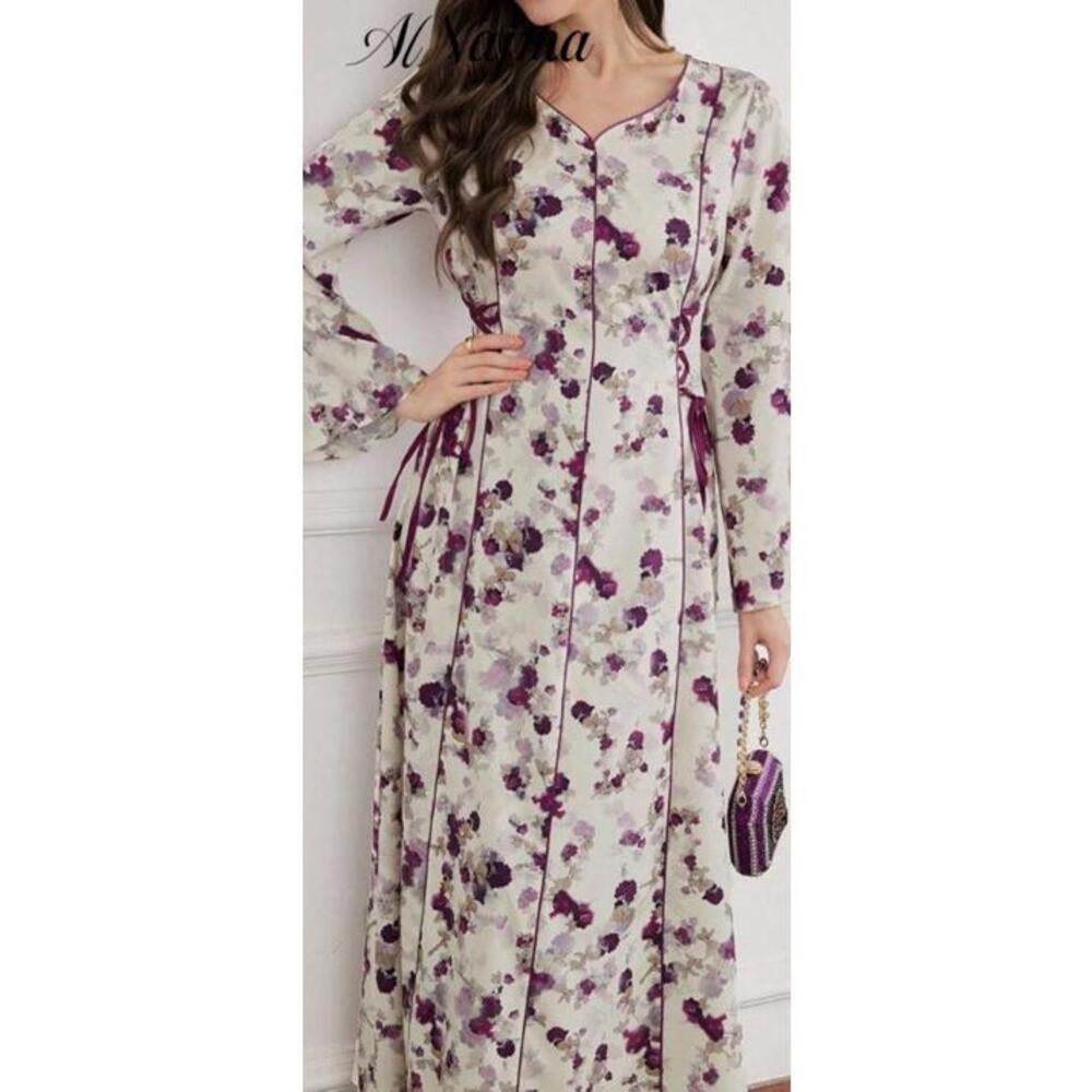 Elegant Floral Long Sleeve Maxi Dress by Najma